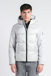 GIUBBOTTO IMBOTTITO CON MANICHE IN RIB GRIGIO GHIACCIO